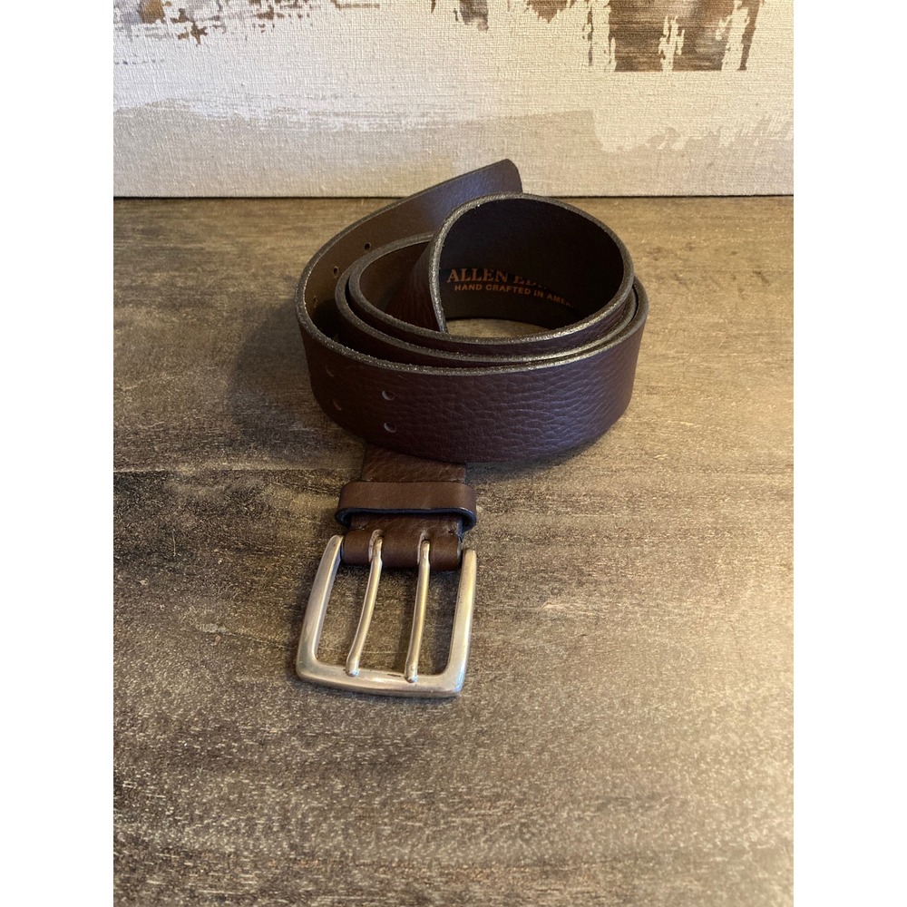 Allen Edmonds Mens Brown Italian Saddle Leather Double Prong Belt 42 1015271